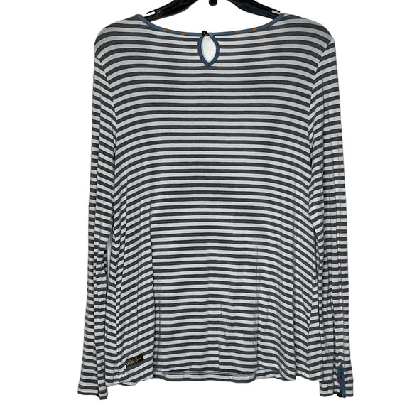 Matilda Jane T-Shirt Size Small Gray White Striped Stretch Blend Womens LS - Picture 8 of 8